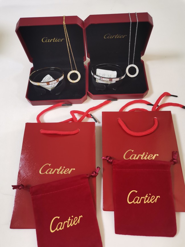 Cartier Bracelets with Necklace Set with Box