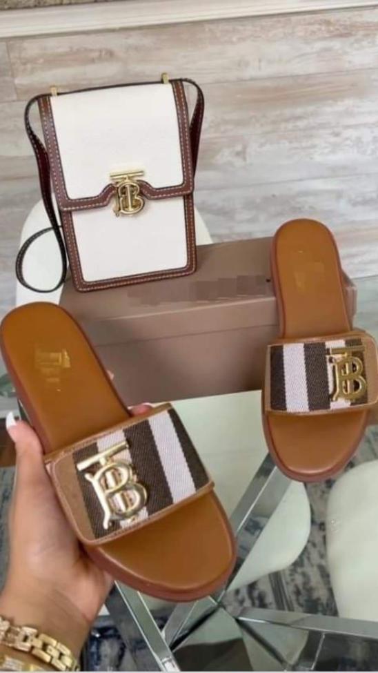 Fashion Slides with Bag Set #BUR