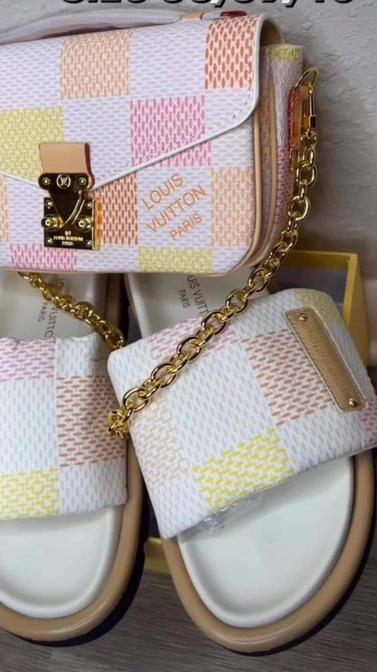 Women Fashion Bag With Slides Set #LOV