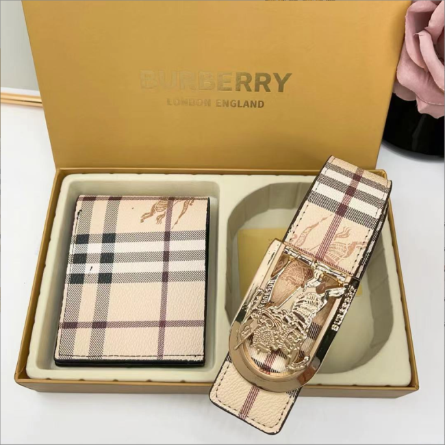  Fashion Belt with Wallet Set with Box  #BUR