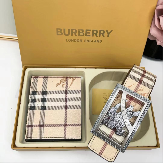  Fashion Belt with Wallet Set with Box  #BUR