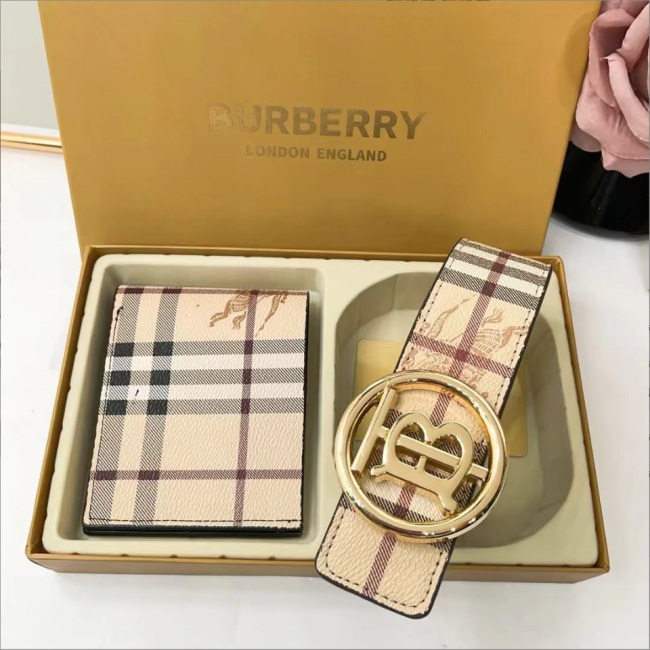  Fashion Belt with Wallet Set with Box  #BUR