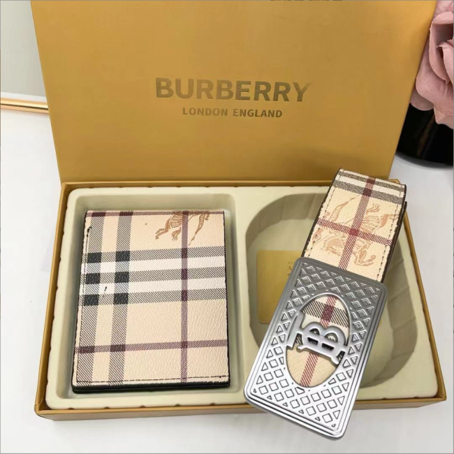  Fashion Belt with Wallet Set with Box  #BUR
