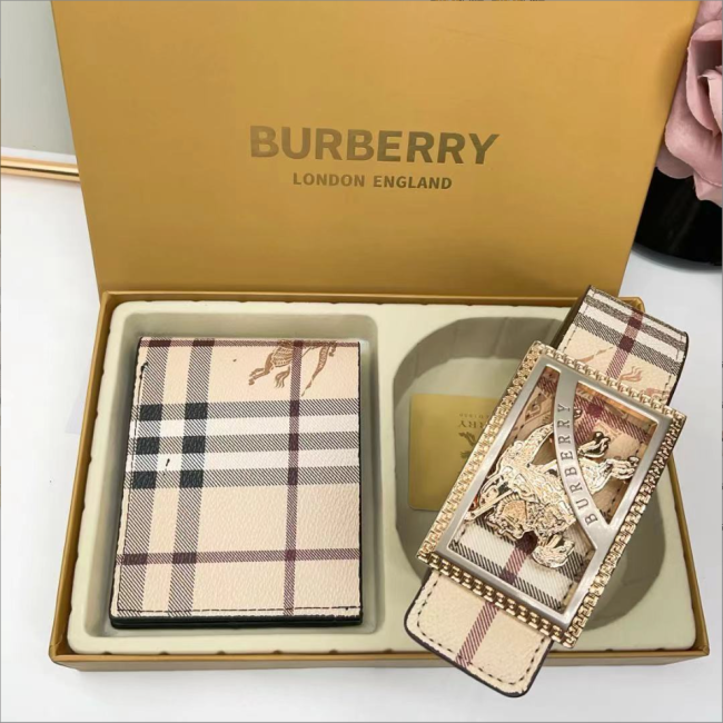  Fashion Belt with Wallet Set with Box  #BUR