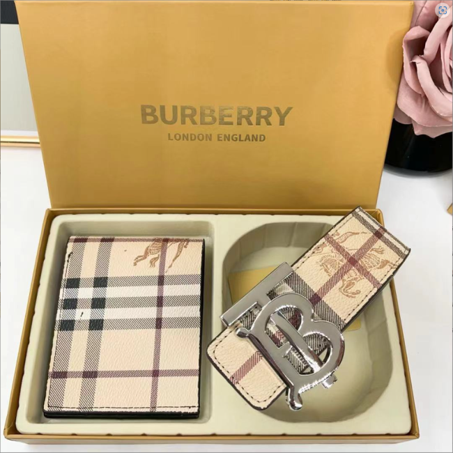  Fashion Belt with Wallet Set with Box  #BUR