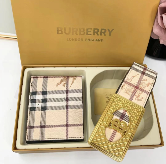  Fashion Belt with Wallet Set with Box  #BUR