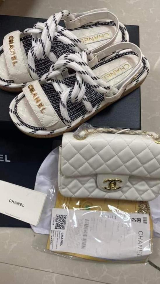 Women Fashion Slides with Bag Set #CHN