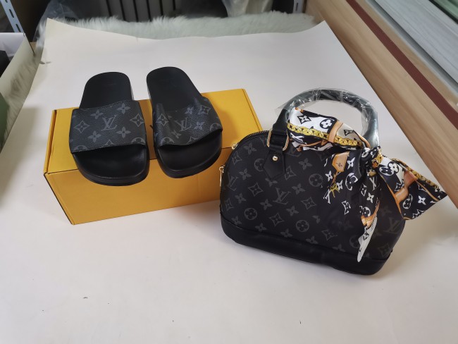 Women Slides with Bag Set #LOV