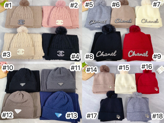 Fashion Scarf with Hat Set #CHN #DIO