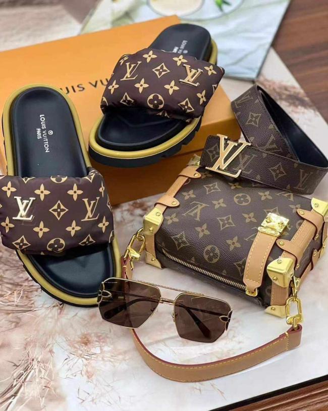 Fashion Slides Bag with Belt Set #LOV