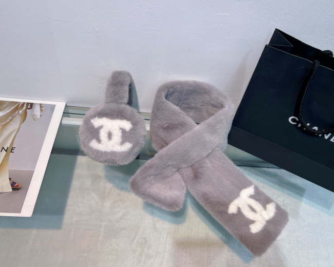 Fashion Scarf with Ear Clip Set #CHN #LOV