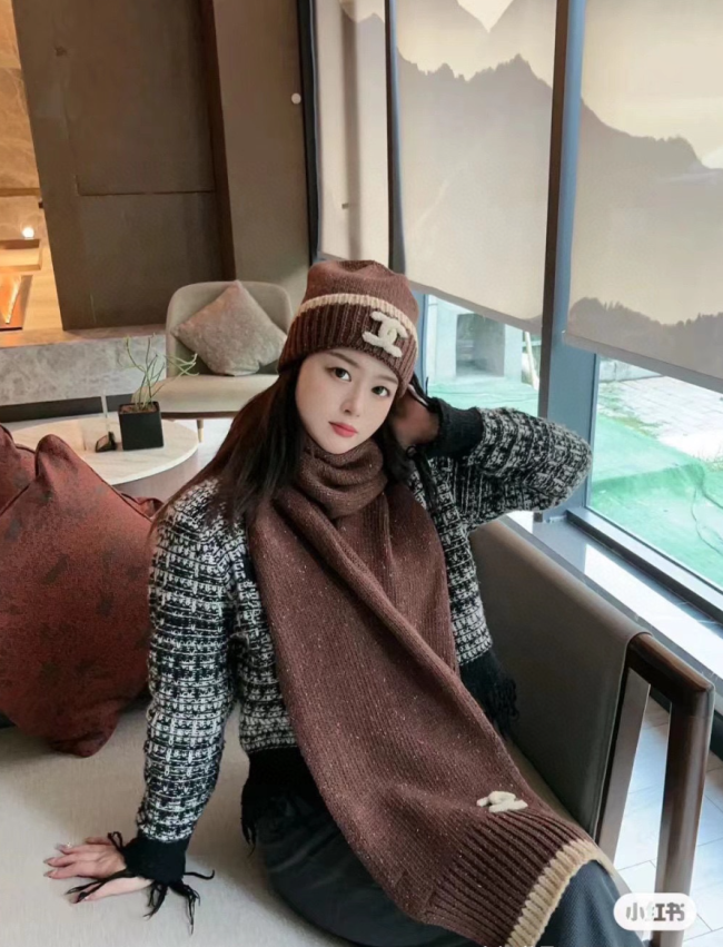 Fashion Wool Scarf with Hat Set  #CHN