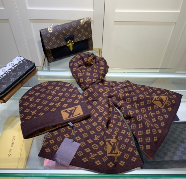 Fashion Wool Scarf with Hat Set #LOV