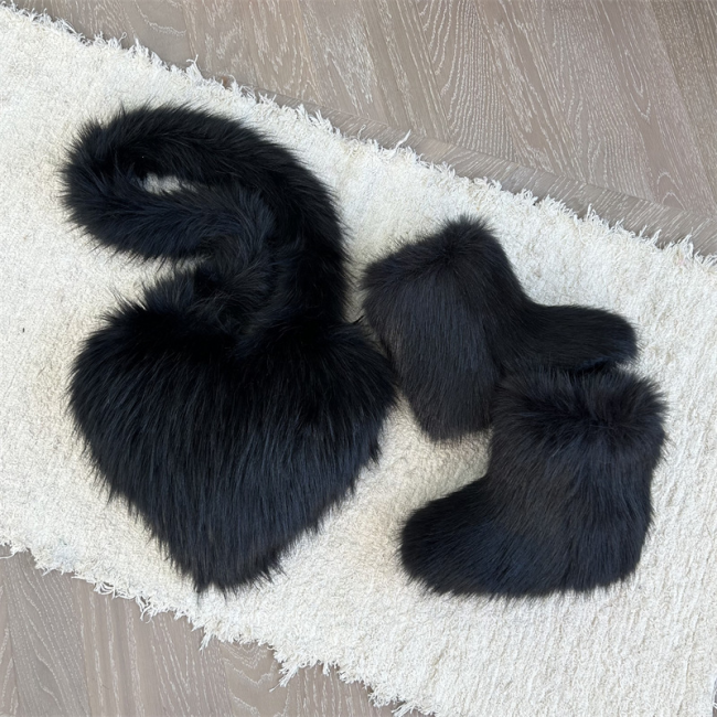  Fashion Fur Boots with Bag Set