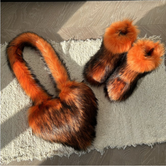  Fashion Fur Boots with Bag Set
