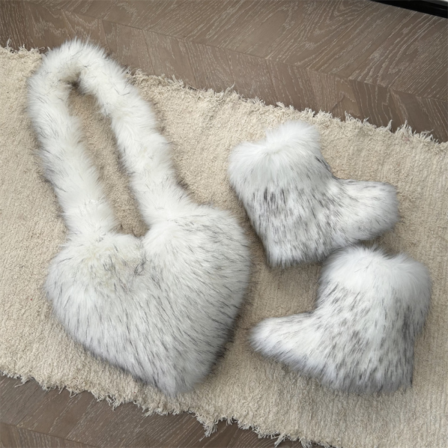  Fashion Fur Boots with Bag Set