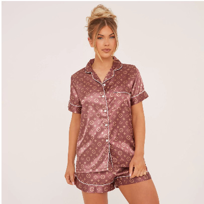 Fashion Pajama Silky Shorts Set #LOV