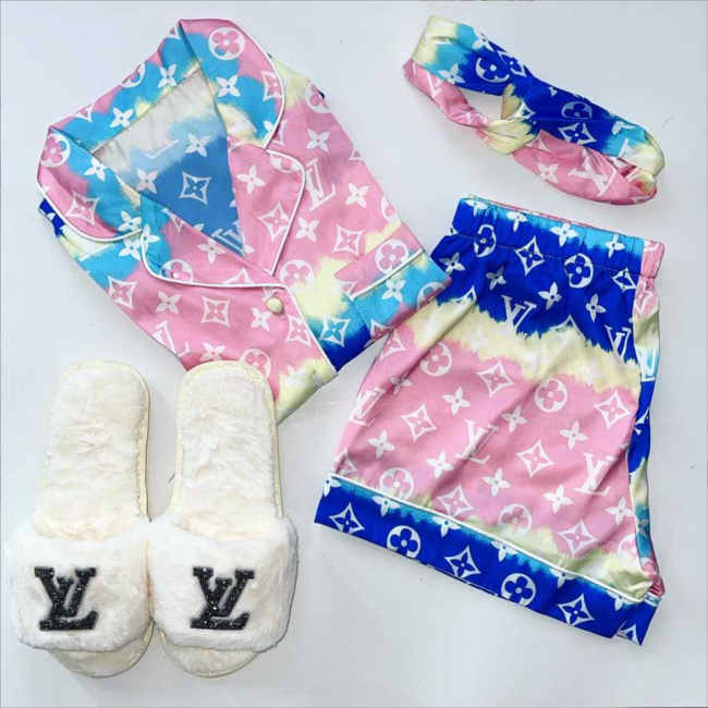 Fashion Pajama Silky Shorts Set #LOV