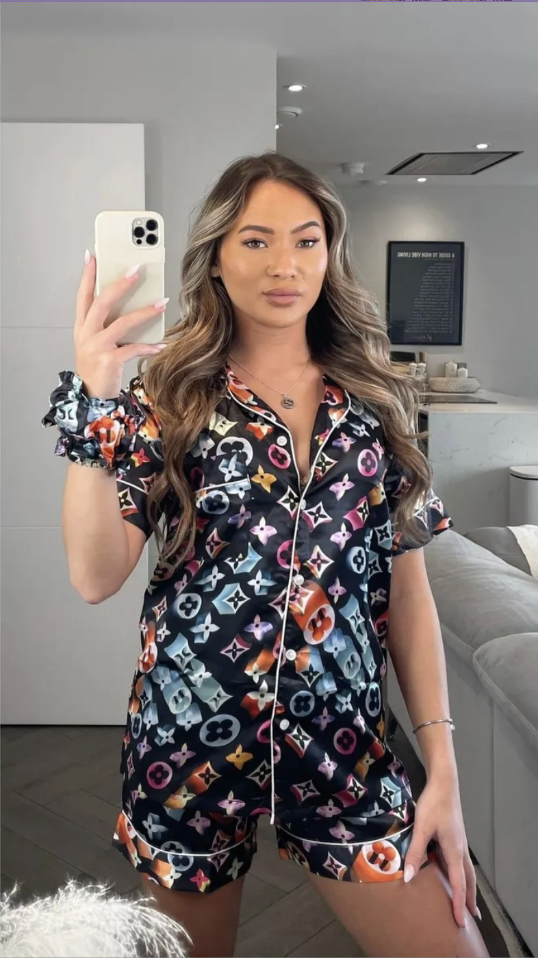 Fashion Pajama Silky Shorts Set #LOV