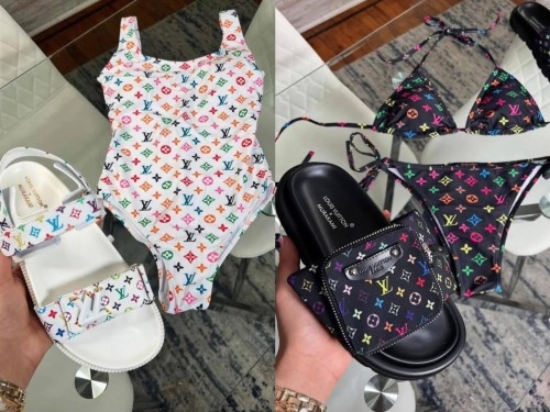 Fashion Swimsuits with Slides Set #LOV