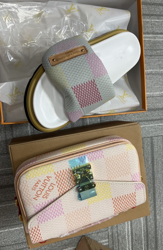 Women Fashion Bag With Slides Set #LOV