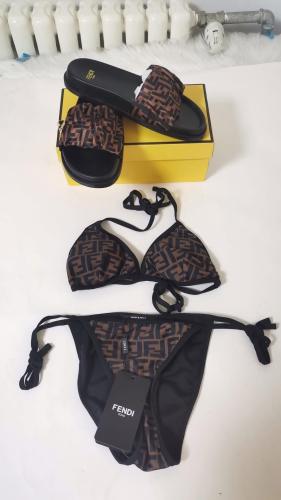 Fashion Slides with Swimsuit Set Women