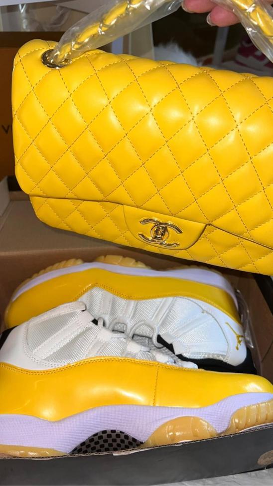 Fashion Yellow Shoes with Bag Set #NIK