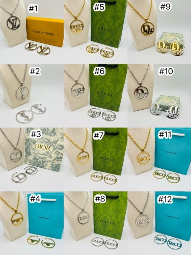 Fashion Earrings with Necklace Set No Box #LOV #GUI #CHN