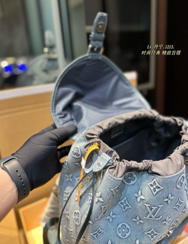  Fashion Denim Backpack & Hat Set #LOV