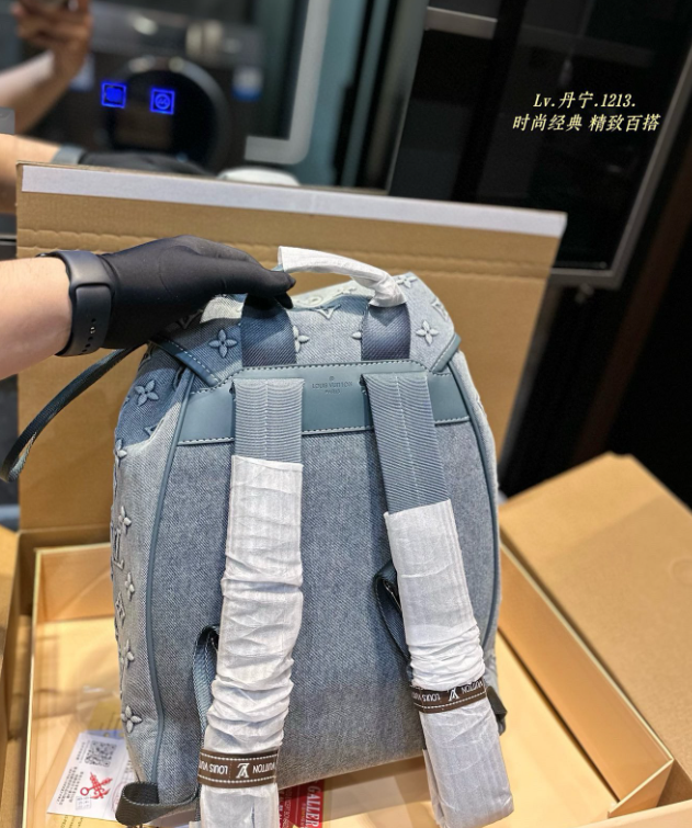  Fashion Denim Backpack & Hat Set #LOV