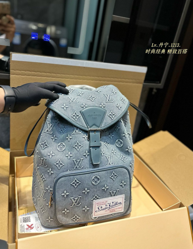  Fashion Denim Backpack & Hat Set #LOV