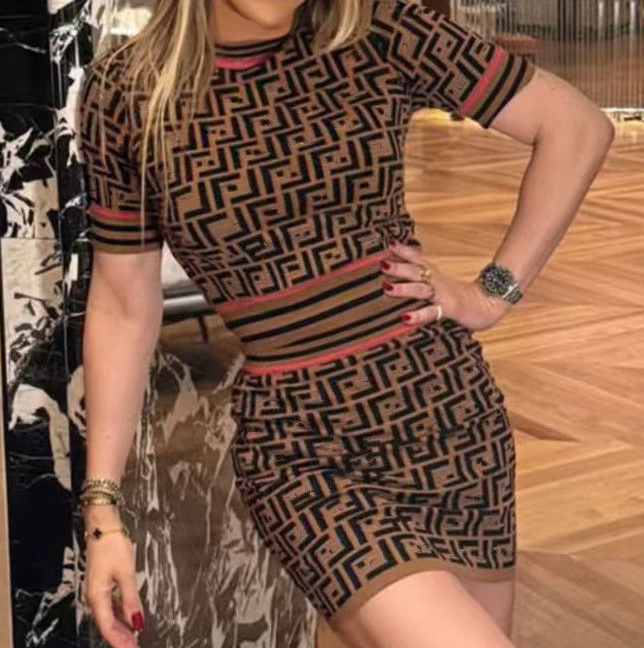 Women Quality Knit Short Sleeve with Skirt Set with Tags #FEI