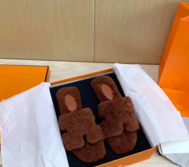 Hermes Fur Slides with Box 