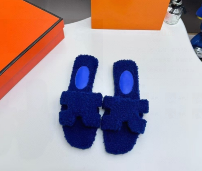Hermes Fur Slides with Box 