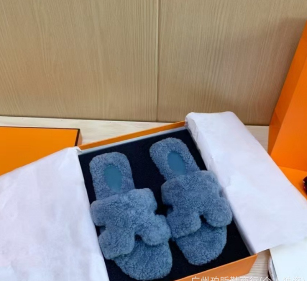 Hermes Fur Slides with Box 
