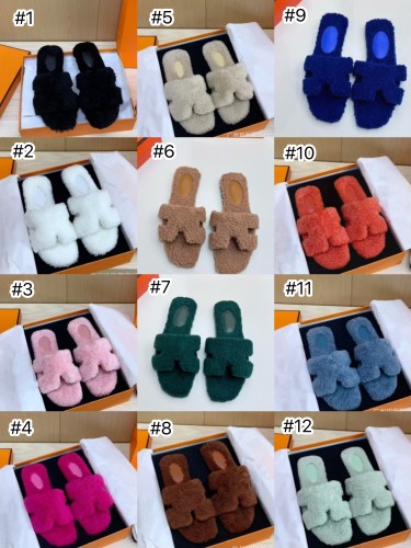 Hermes Fur Slides with Box 