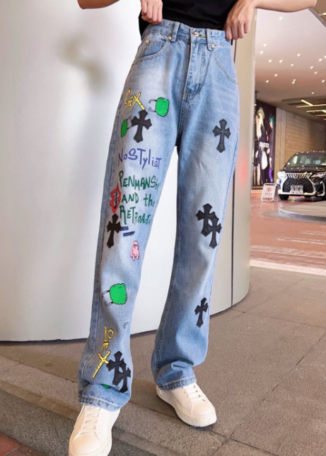 Fashion Chrome Jeans with Tags #NOO