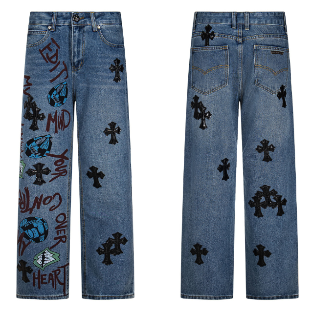 Fashion Chrome Jeans with Tags #NOO