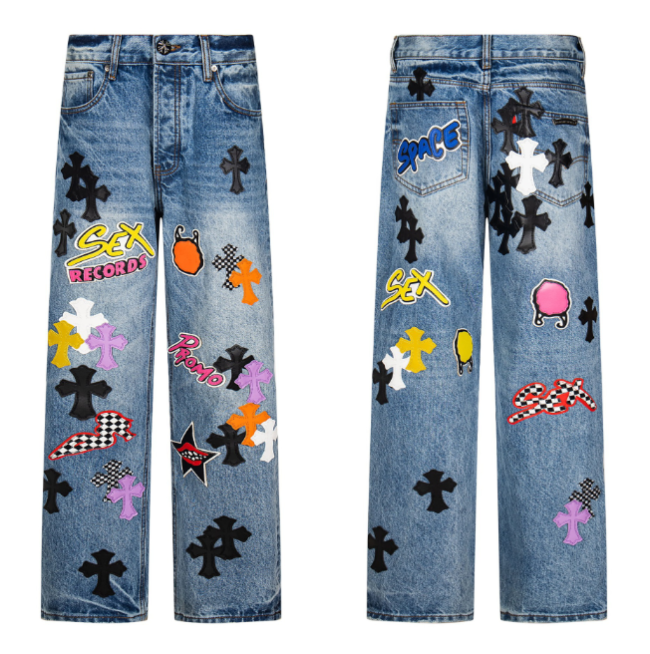 Fashion Chrome Jeans with Tags #NOO