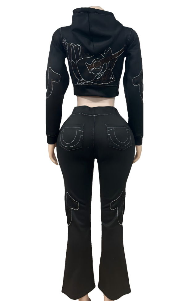 True Religion Embroidered Women Sweatsuit Set #NOO