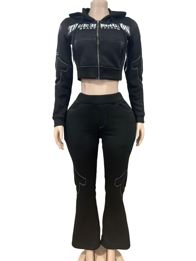 True Religion Embroidered Women Sweatsuit Set #NOO