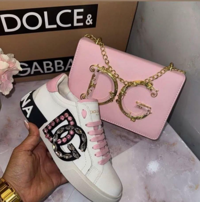 Fashion Pink DG Shoes with Bag Set #DG
