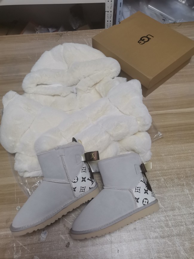 Furry Coat with Wholesale Boots Set #UG
