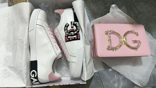 Fashion Pink DG Shoes with Bag Set #DG