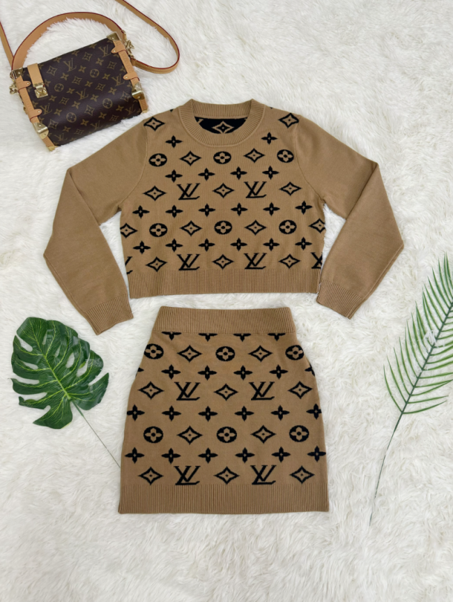 Fashion Knit Sweater with Skirt Set #LOV