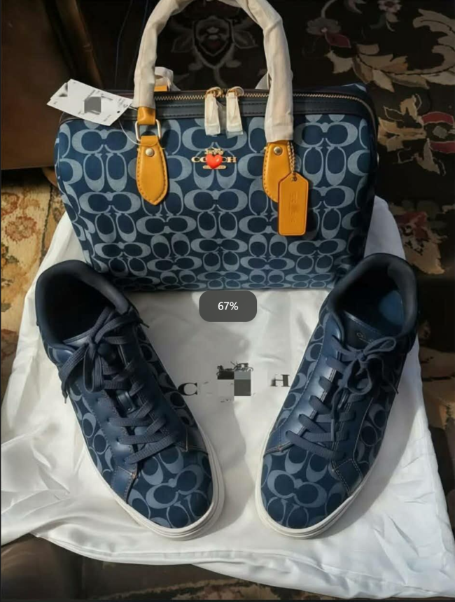 Fashion Shoes with Bag Navy Blue Set #COA