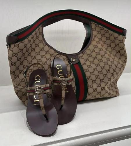 Women Fashion Slides with Bag Set #GUI