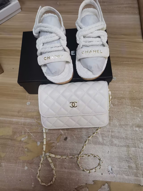 Women Fashion Slides with Bag Set #CHN