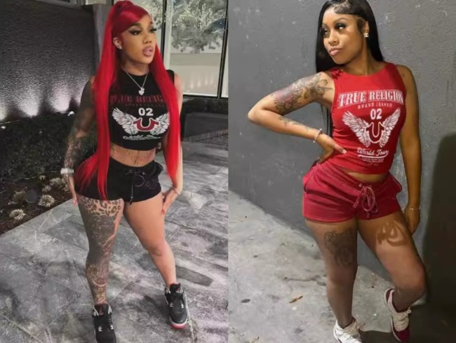 Women  True Religion Shoer Sleeve Shorts Set #NOO