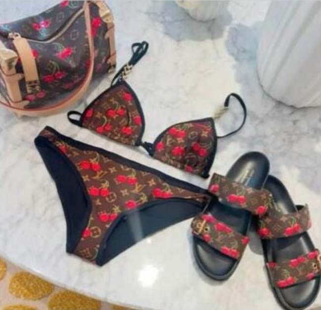 Fashion Slides Bag Swimsuit 3 pcs Set #LOV